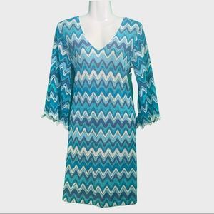 Chevron Vintage 10 Knit Dress with Flared Sleeves